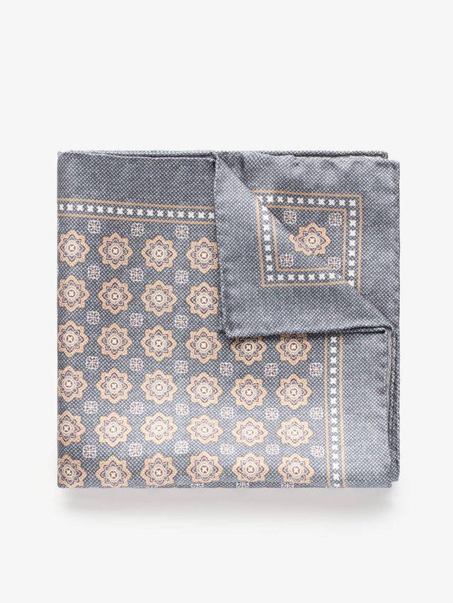 Grey Geometric Pocket Square