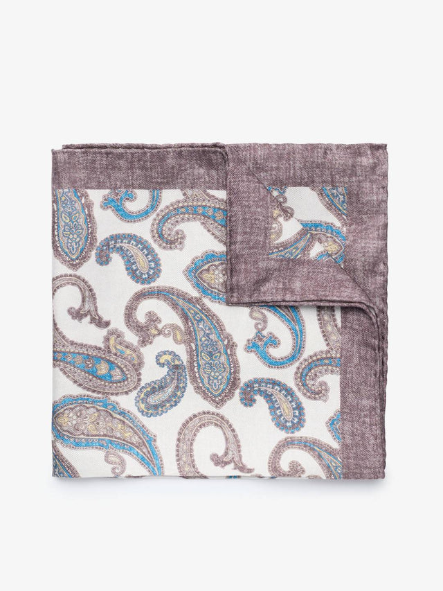 Off White Paisley Pocket Square