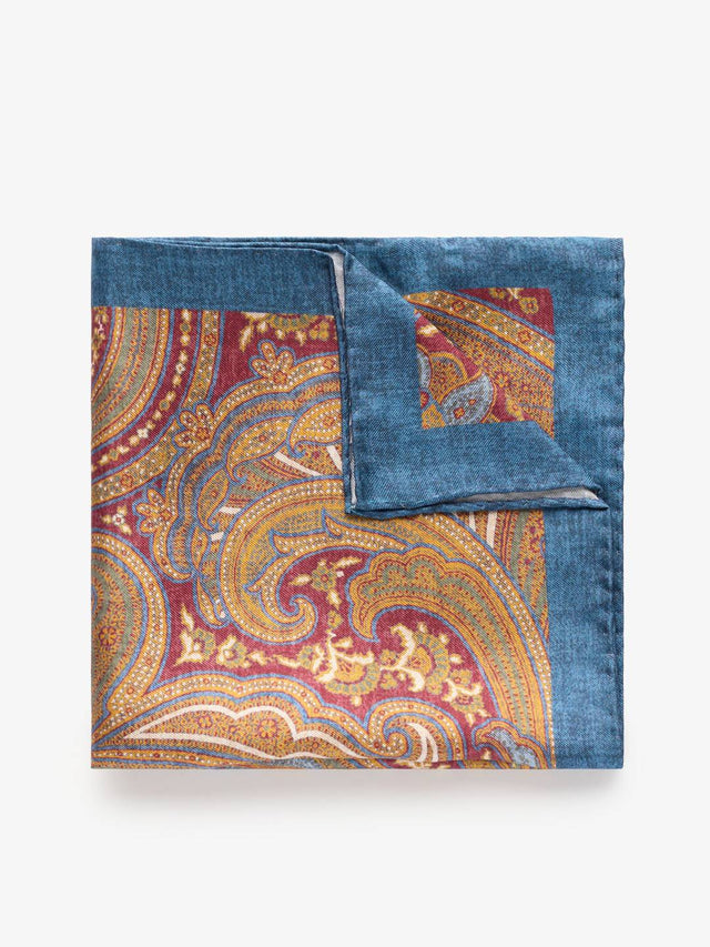 Yellow & Red Paisley Pocket Square