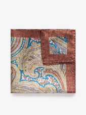 Blue & Brown Paisley Pocket Square