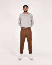 Heavy Duty Long Sleeve Tee Single Pocket Heather