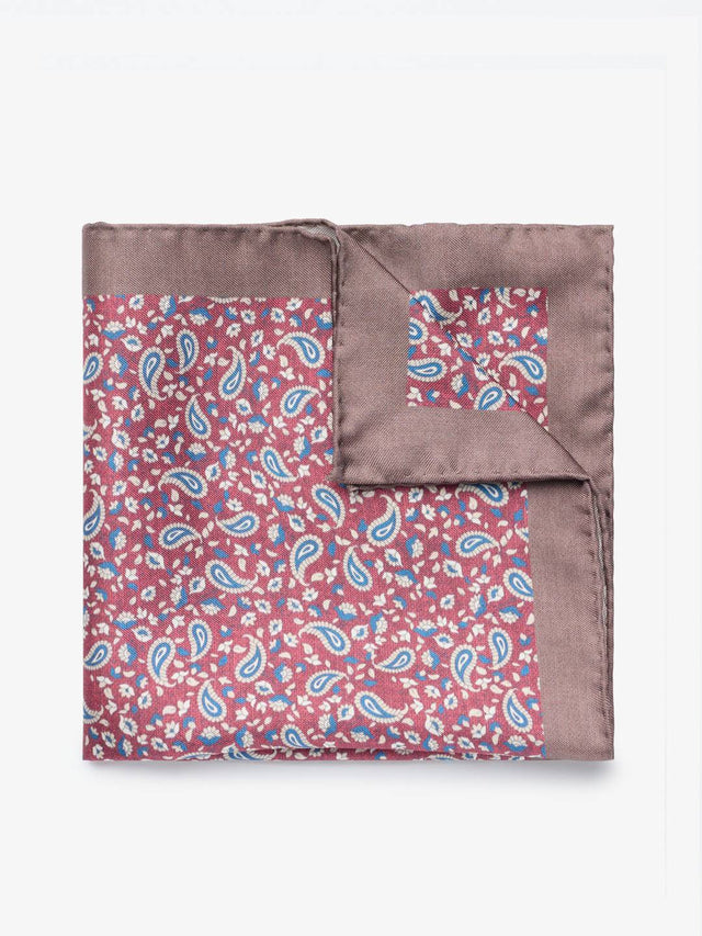 Burgundy & Blue Paisley Pocket Square