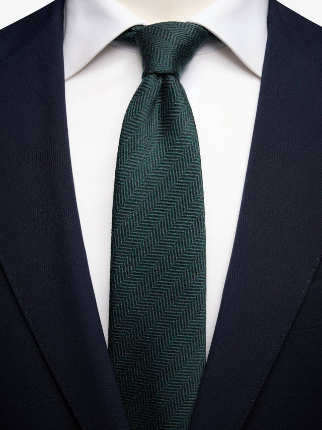 Green Herringbone Tie
