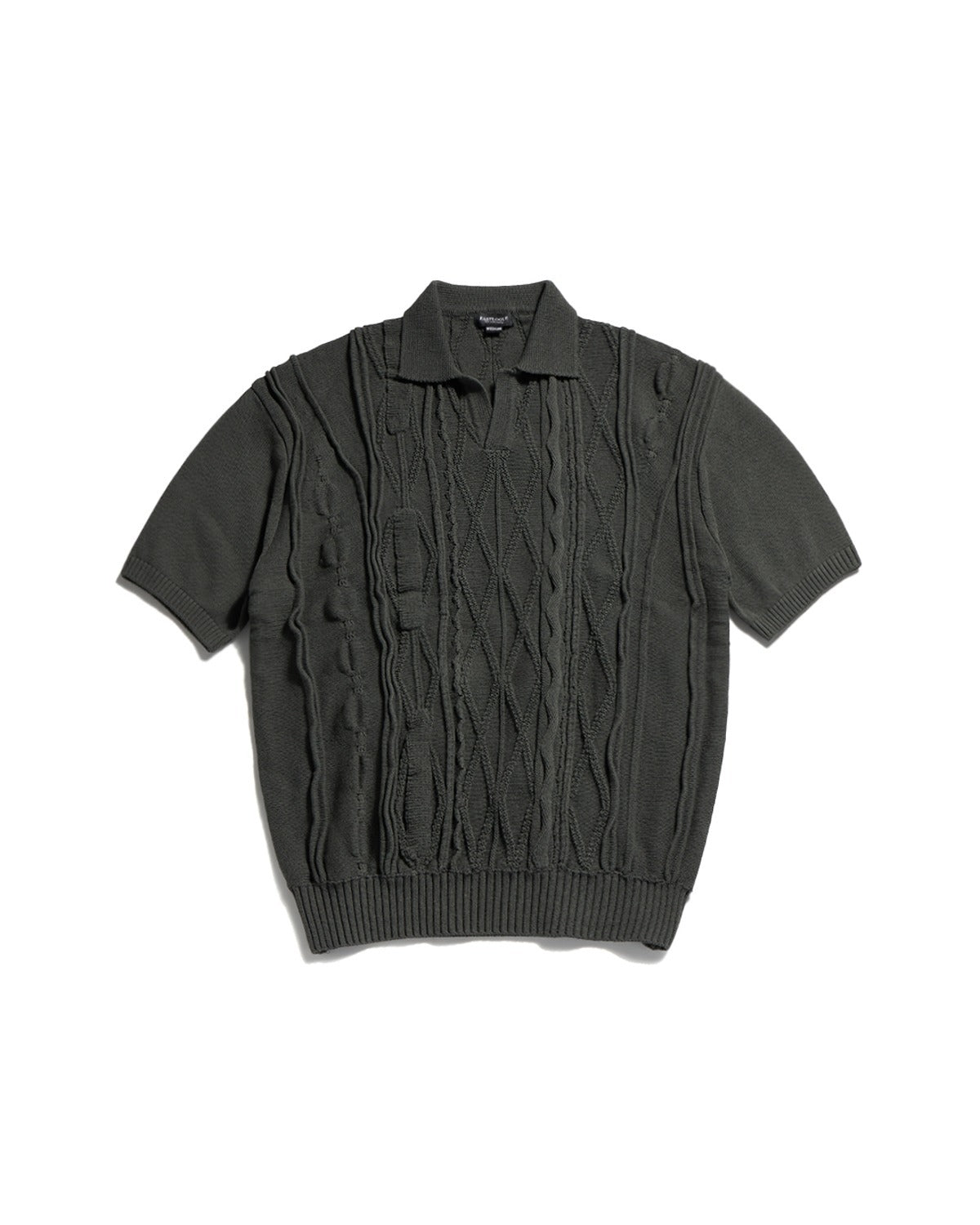 ASYMMETRICAL CABLE HALF KNIT / CHARCOAL