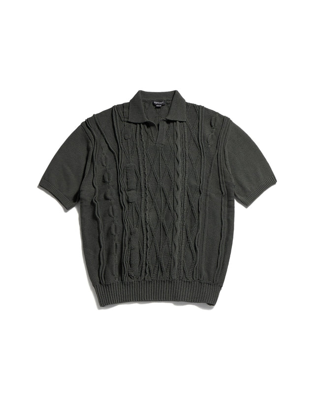 ASYMMETRICAL CABLE HALF KNIT / CHARCOAL