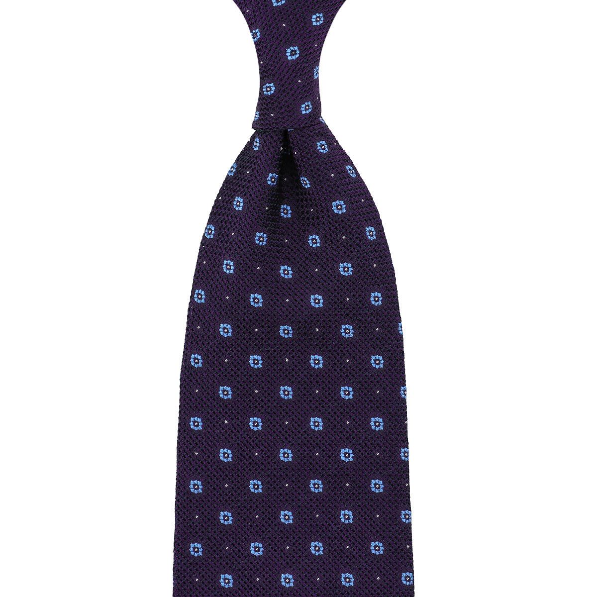 Floral Fina Grenadine Silk Tie Eggplant Hand Rolled