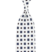 Floral Printed Silk Tie - White - Hand-Rolled