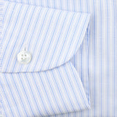 Cotton Linen Semi Spread Shirt Light Ticking Stripe