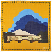 Ponte Vecchio Wool / Silk Pocket Square - Yellow - 40x40cm