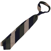 Triple Block Stripe Cashmere Silk Grenadine Tie Olive Beige