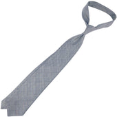 Glencheck Woven Silk Tie White Hand Rolled