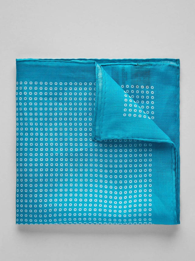 Turquoise Handkerchief Linen Floral