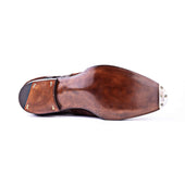 Double Buckle Monk With Norwegian Apron And Croc Suede