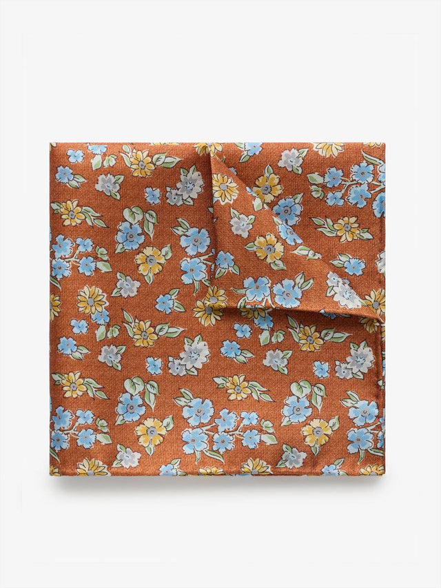 Terracotta Floral Pocket Square