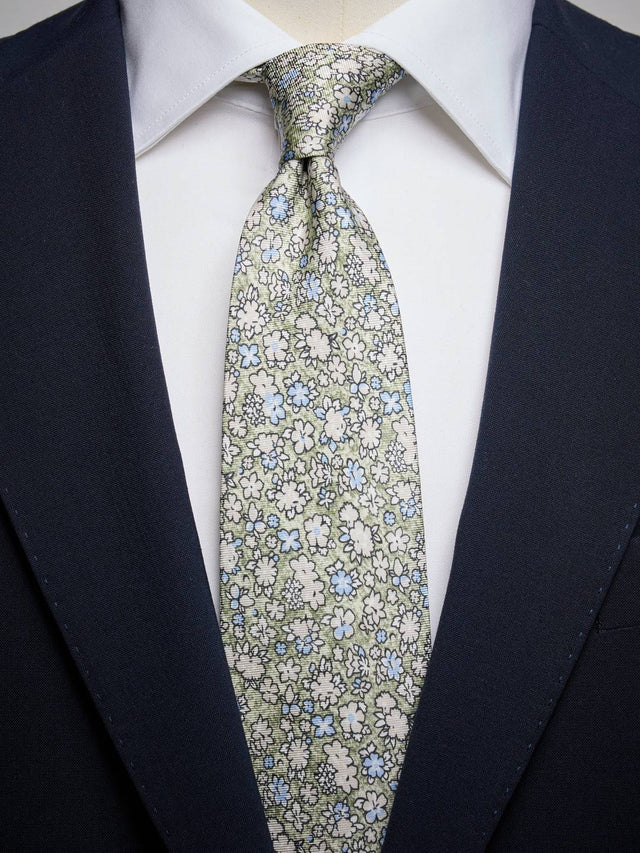 Green Floral Tie Regular Fit