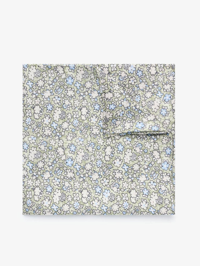 Green Pocket Square Floral