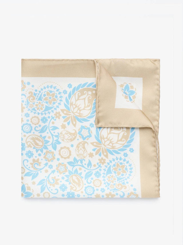 Blue & Beige Pocket Square Paisley