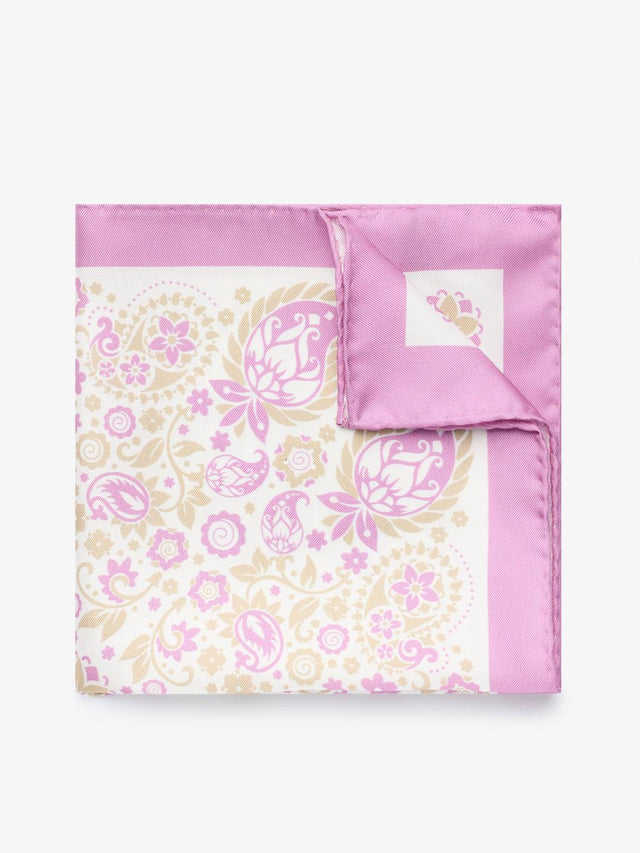 Purple & Beige Pocket Square Paisley