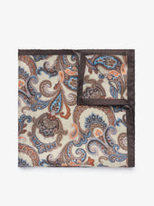 Beige Paisley Pocket Square
