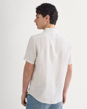 The Classic Short-Sleeve Shirt in Linen | Bone Plaid