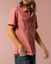 4oz Selvedge Short Sleeved Summer Shirt - Red