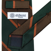 Japanese Repp Stripe Silk Tie Forest Brown