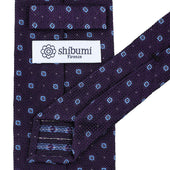 Floral Fina Grenadine Silk Tie Eggplant Hand Rolled