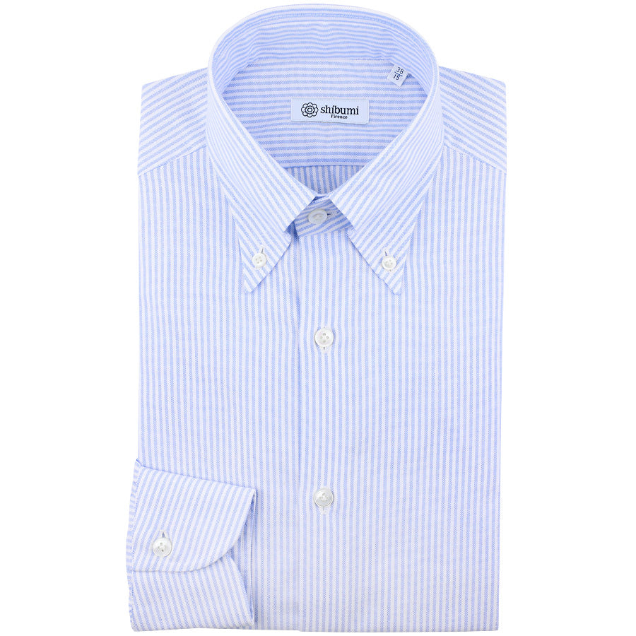 Heavy Oxford Button Down Shirt Sky University Stripe