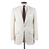 Single Breasted Peak Lapel Suit in Natural Linen