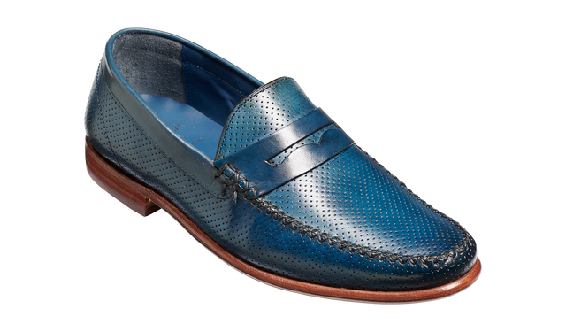 William - Navy Perf Hand Painted / Blue Saddle