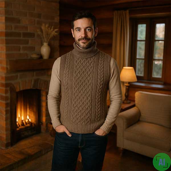 39B Country Meetings Roll Neck Slipover – 100% Medium Weight Lambswool