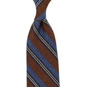 Striped Silk / Wool / Cotton Tie - Rust / Blue / Navy