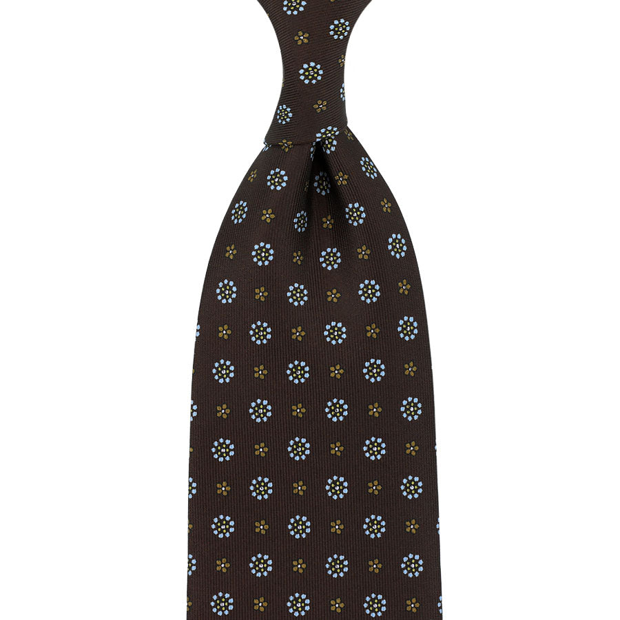 Floral Printed Silk Tie Rich Hand Rolled