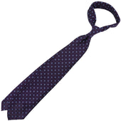 Floral Fina Grenadine Silk Tie Eggplant Hand Rolled