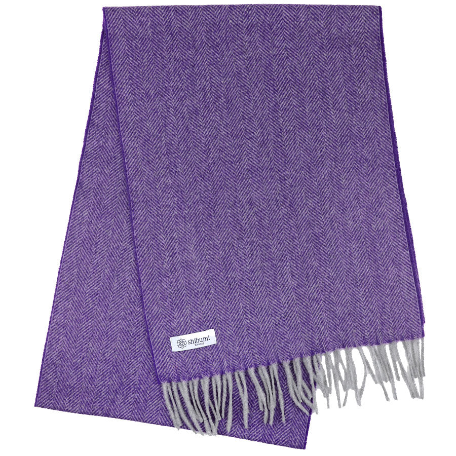 Cashmere Herringbone Scarf Eggplant