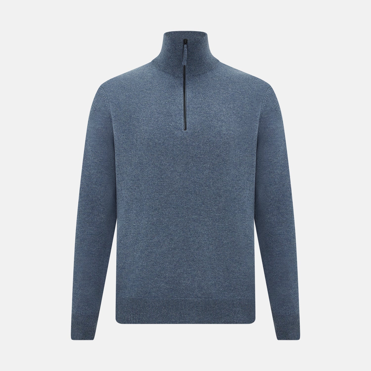 Blue Melange Half-Zip Cashmere Jumper