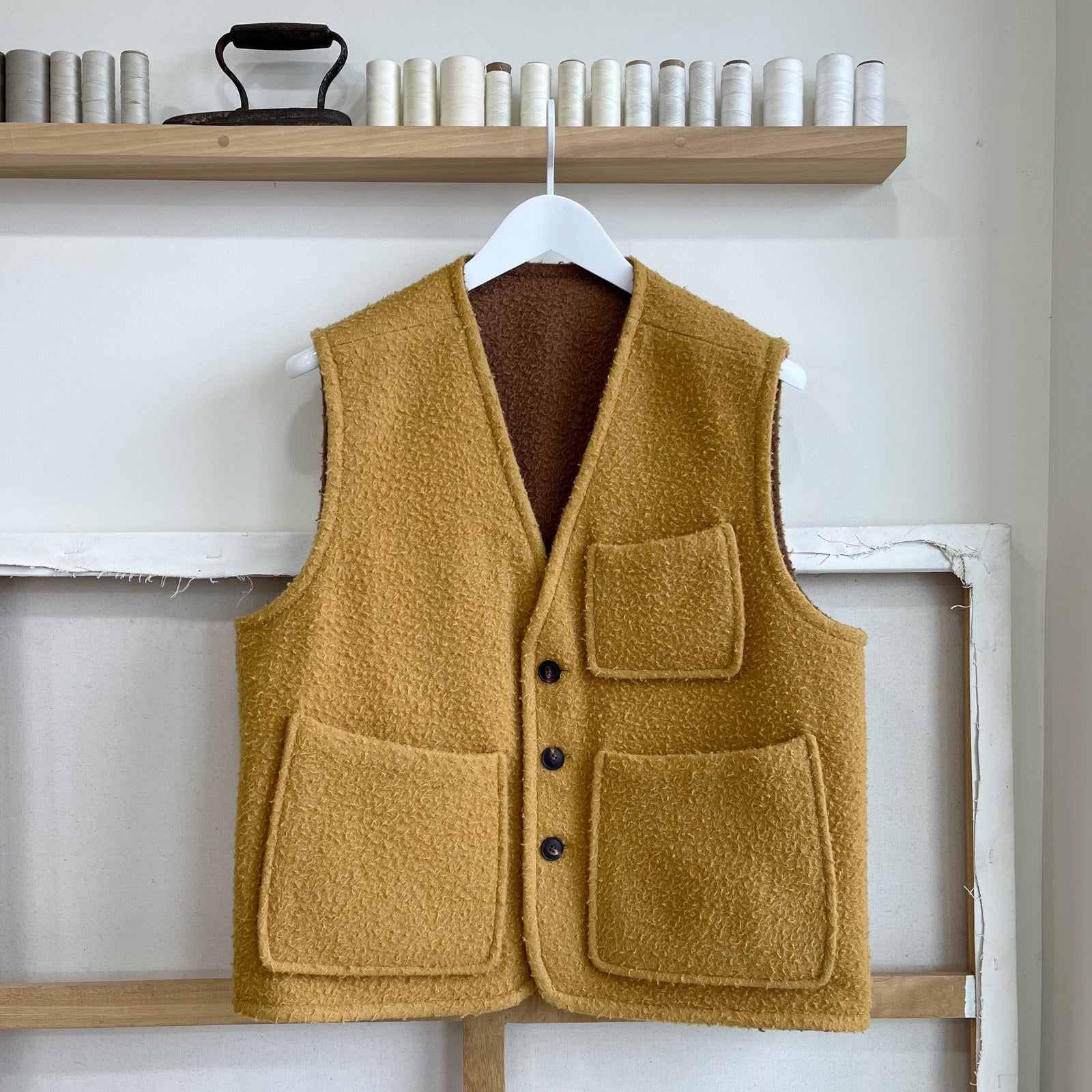 Senape Cammello Scuro Reversible Casentino Wool Vest