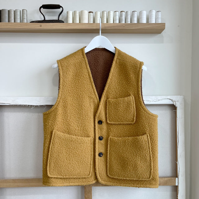 Senape/Cammello Scuro Reversible Casentino Wool Vest
