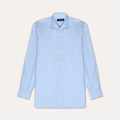 Blue End on End Spread Collar Shirt