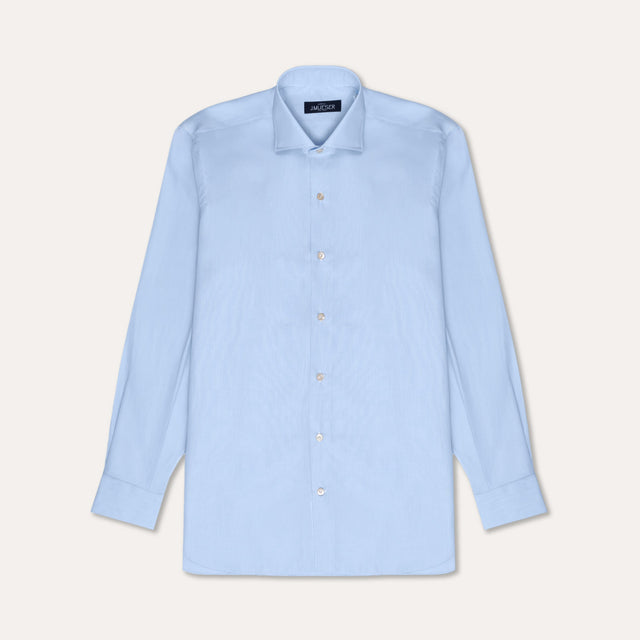 Blue End on End Spread Collar Shirt