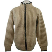 3c Cabled Contrast Zip Cardigan 100 Aran