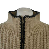 3c Cabled Contrast Zip Cardigan 100 Aran