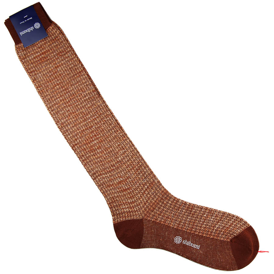 Knee Socks Houndstooth Cotton Linen