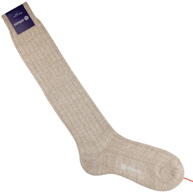 Knee Socks - Ribbed - Oatmeal - Linen