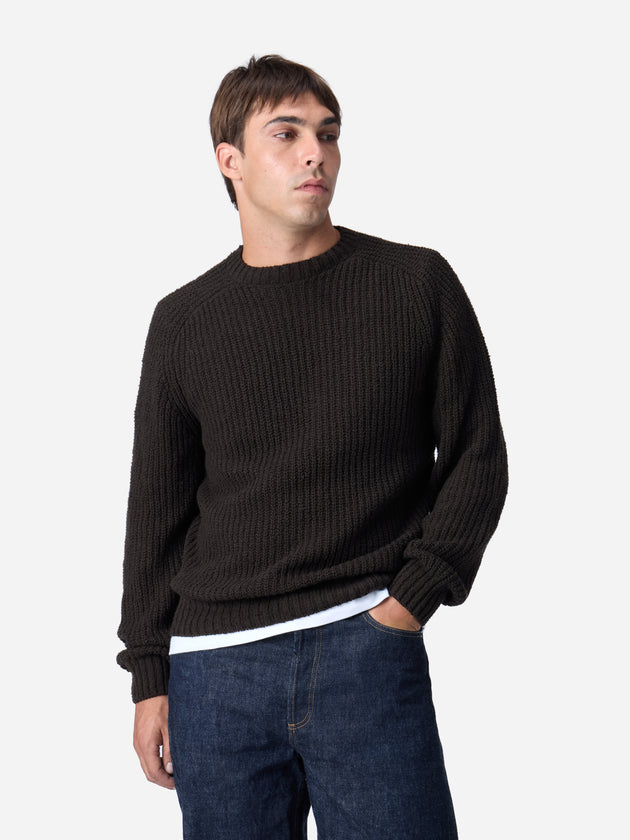 Cotton Crewneck Sweater - Bark Boucle | 3sixteen