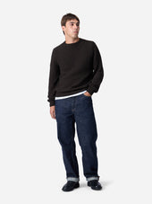 Cotton Crewneck Sweater Bark Boucle 3sixteen