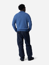 Long Sleeve Knit Polo Lapis Boucle 3sixteen