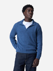 Long Sleeve Knit Polo Lapis Boucle 3sixteen
