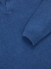 Long Sleeve Knit Polo ~ Lapis Boucle