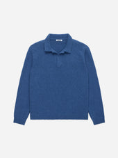 Long Sleeve Knit Polo Lapis Boucle 3sixteen